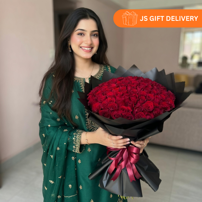 50 & 100 Rose Flowers Premium Bouquet - Last Freshness up to 07 days
