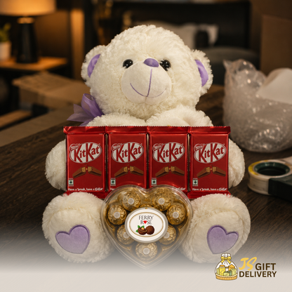 Premium Teddy Bear with Chocolates