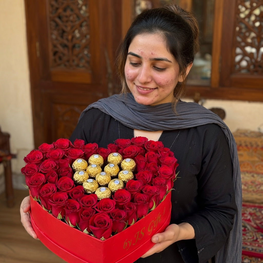 Heart Shape Premium Rose Bouquet in Box