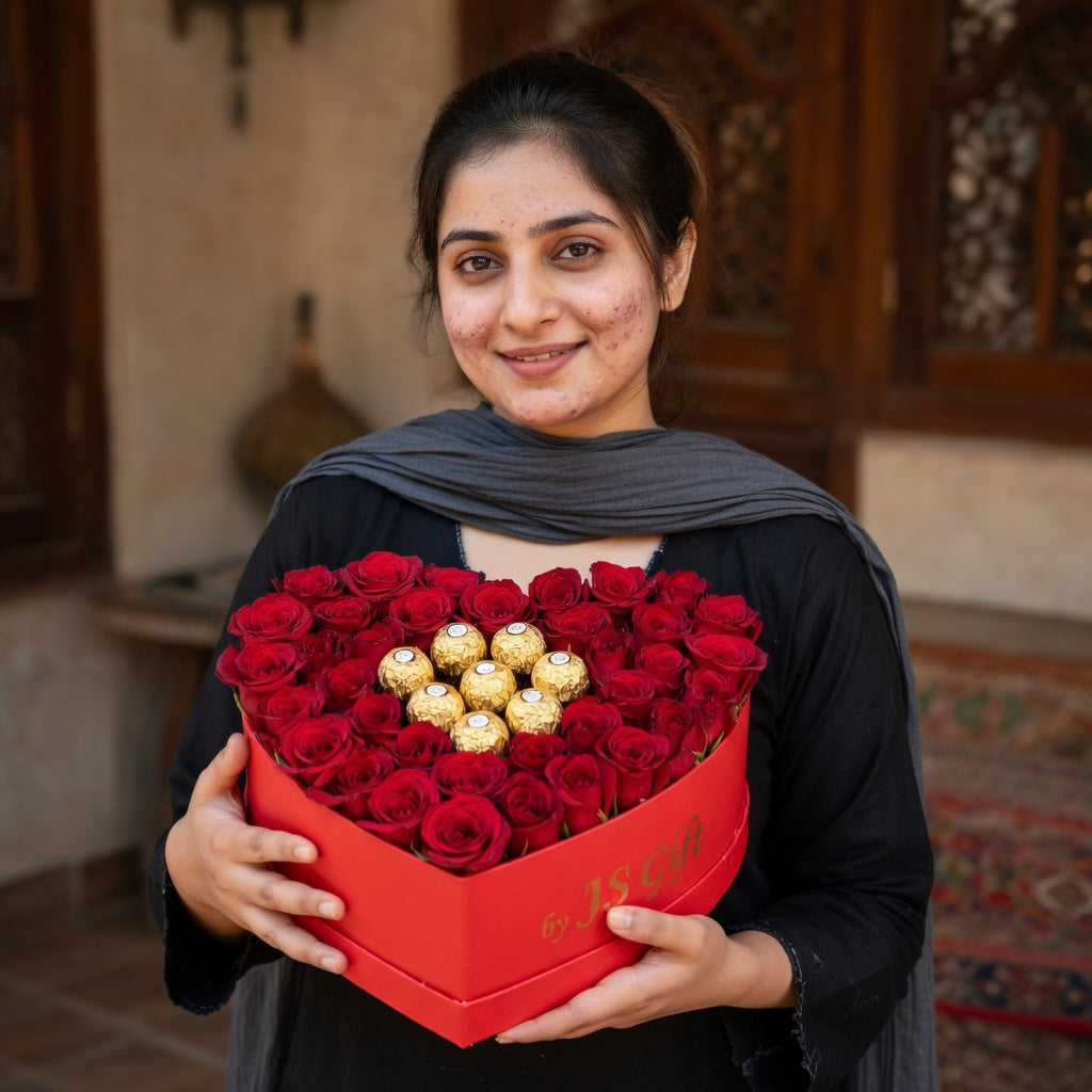 Heart Shape Premium Rose Bouquet in Box