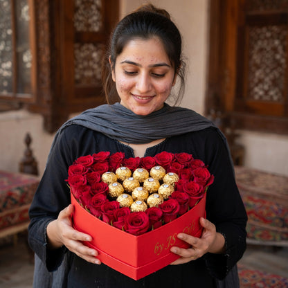 Heart Shape Premium Rose Bouquet in Box